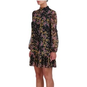 BCBG Paris Sheered Long Sleeve Floral Dress sz Small